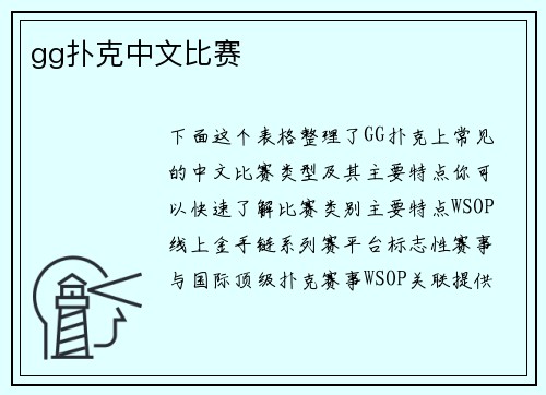 gg扑克中文比赛